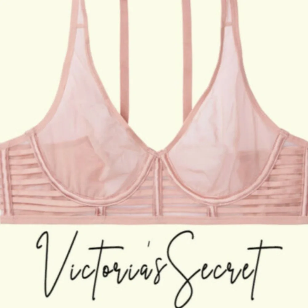 NWOT VS CREM Unlined Mesh Full-coverage Plunge, 32B. *P1034 - Picture 2 of 10